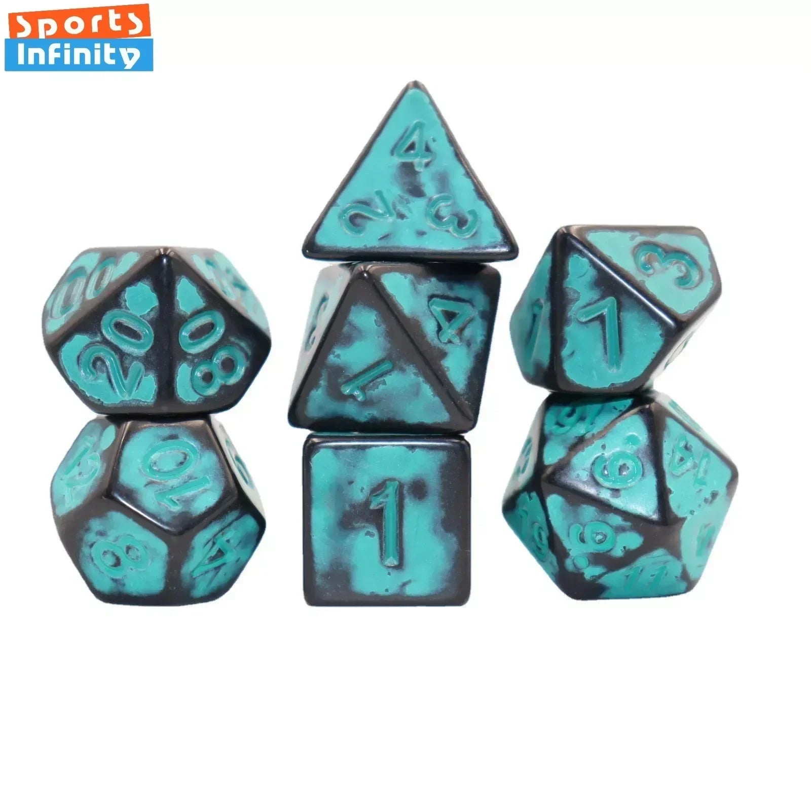 7Pcs 16mm Vintage Black Red Blue Green Yellow Grey Number Dice D20 D12 D10 D8 D6 D4 TRPG Board Game Polyhedral Dice DND Dice Set
