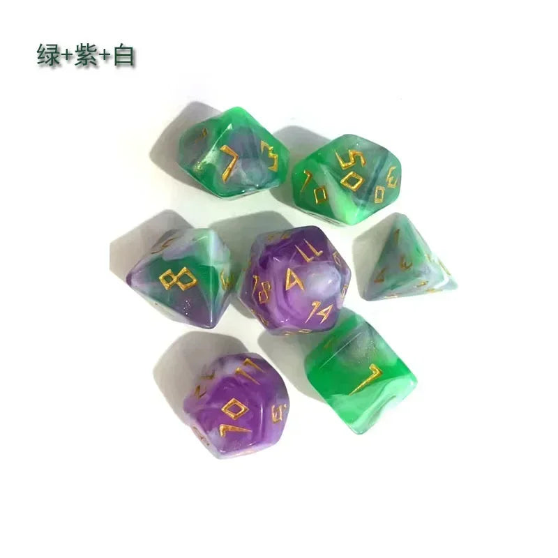 7pc Tri-Color Glitter Polyhedral Dice Set for DND RPG Board Games Cthulhu Tabletop Adventures Kill Time Entertainment Dice