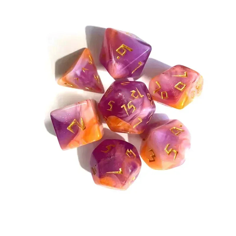 7pc Tri-Color Glitter Polyhedral Dice Set for DND RPG Board Games Cthulhu Tabletop Adventures Kill Time Entertainment Dice
