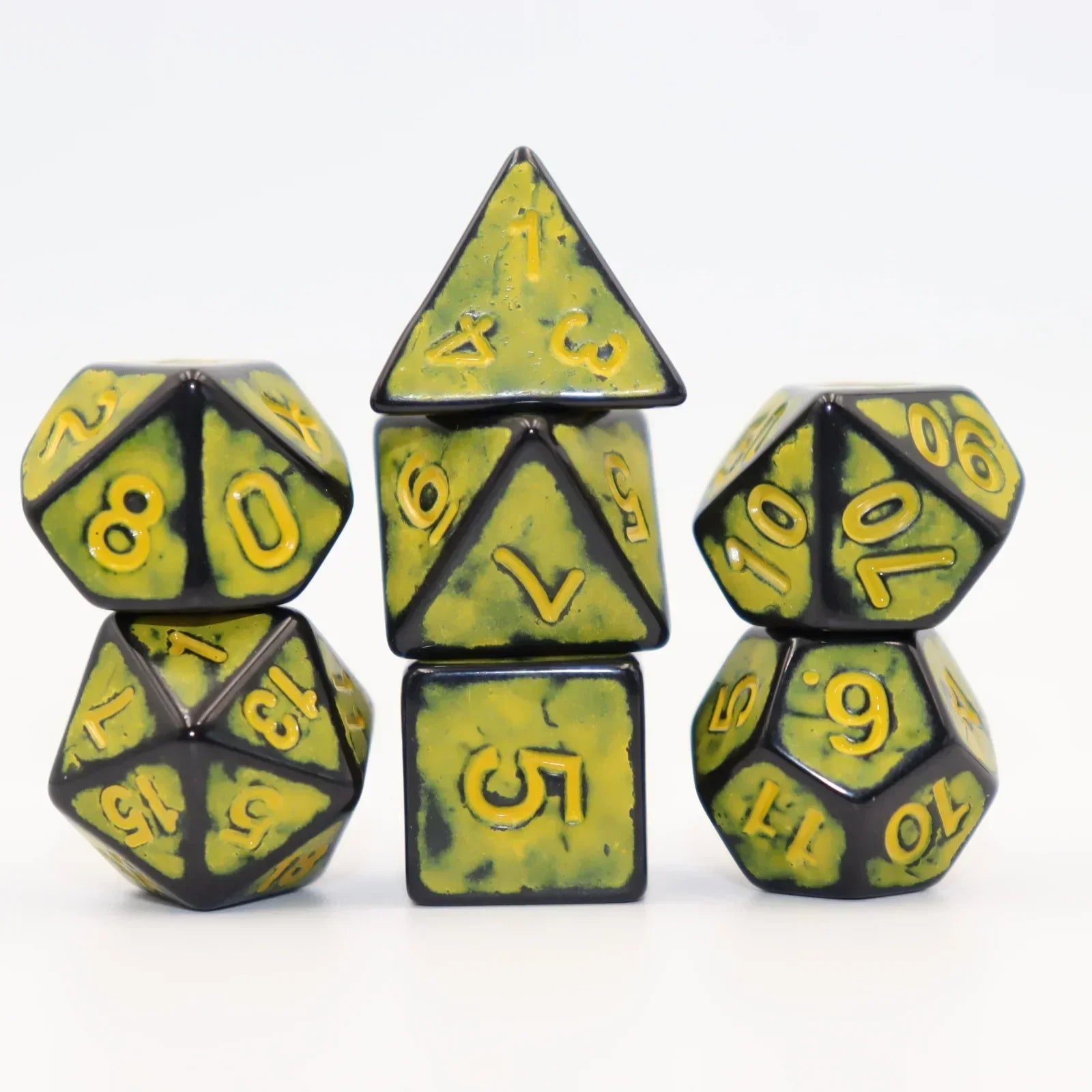 7Pcs 16mm Vintage Black Red Blue Green Yellow Grey Number Dice D20 D12 D10 D8 D6 D4 TRPG Board Game Polyhedral Dice DND Dice Set