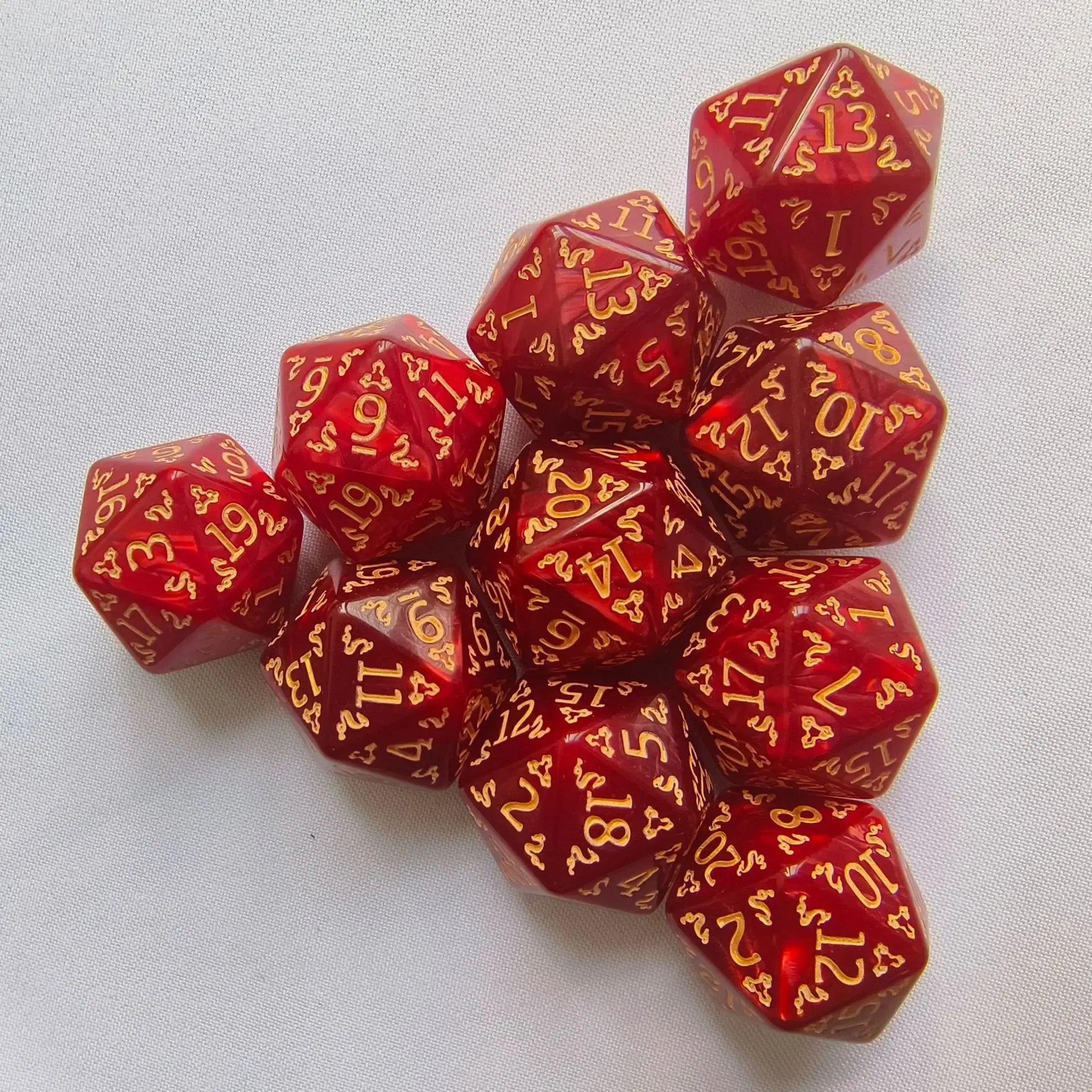 10pcs of  Dragon Pattern Polyhedral Dice Set D20 Number Dice for DND TRPG RPG D20 D12 D10 D8 D6 D4 Table Board Game Dnd Dice Set