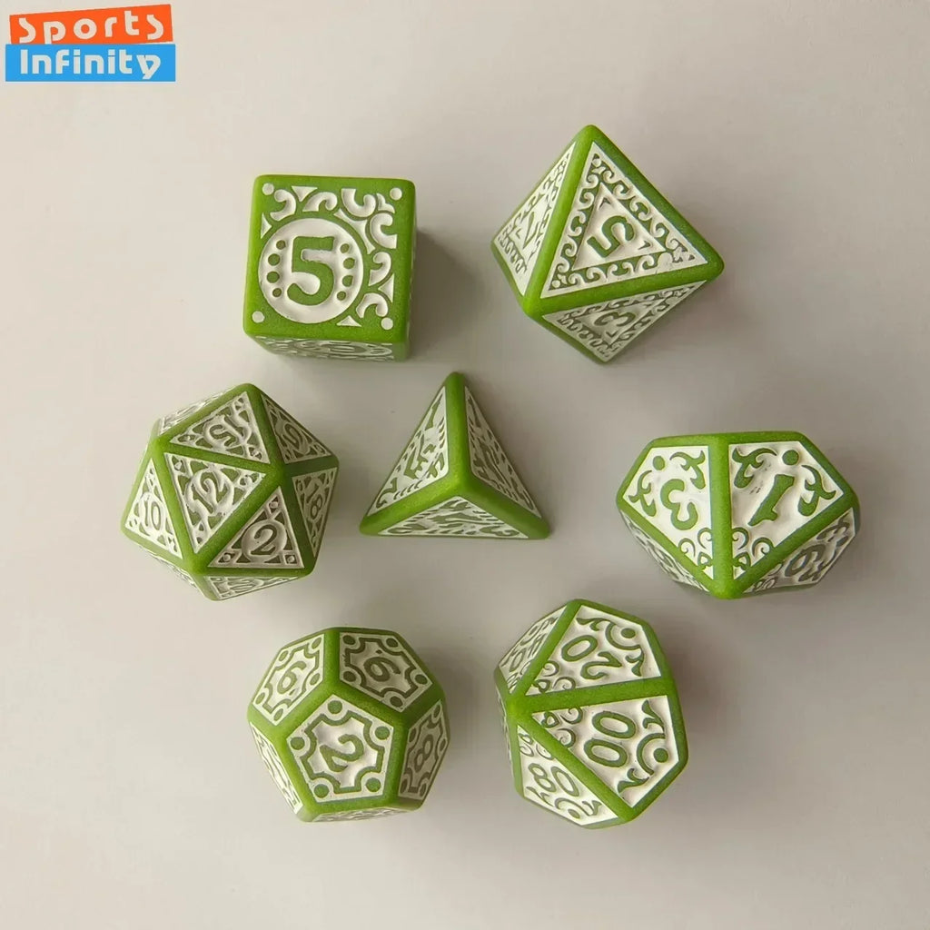 7pcs/set Hollow Acrylic Number Dice for DND Cthulhu COC RPG Board Game Running Team Entertainment Polyhedral Dice DND Dice Set