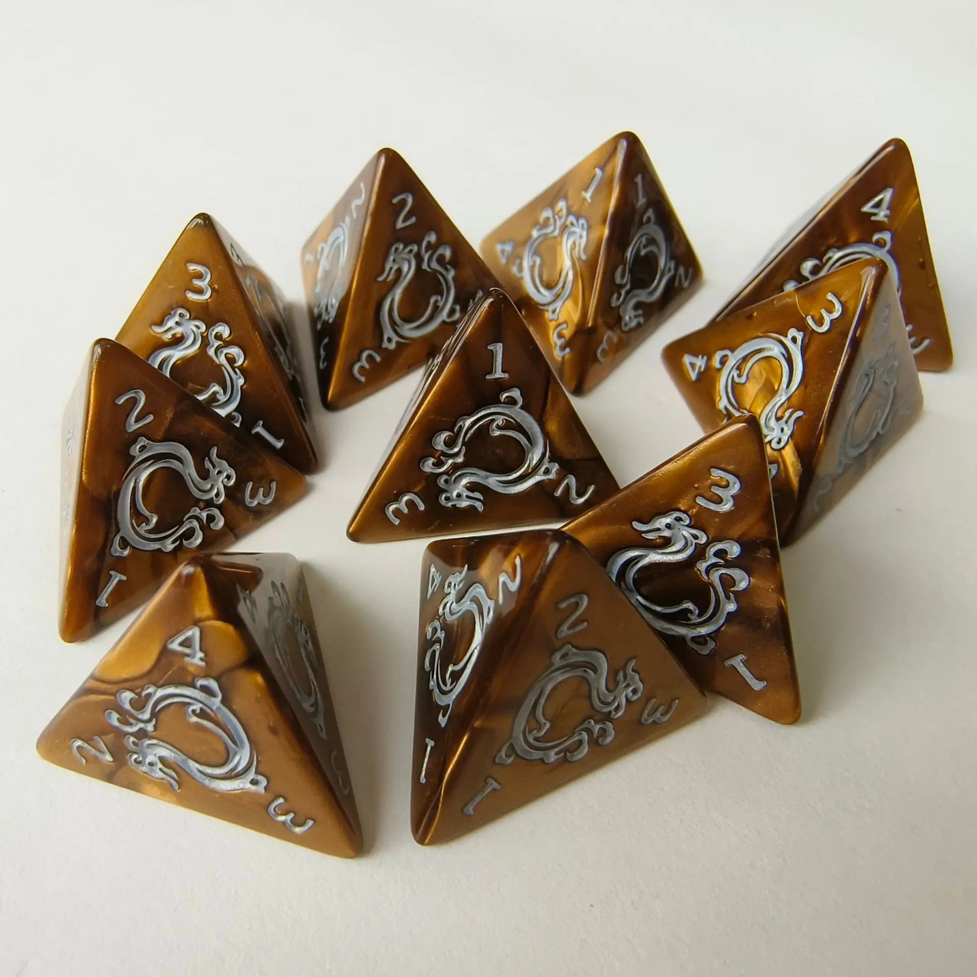 10pcs/set Fashion Dragon Pattern Number Dice Kit Red Green Blue Gold Silver D8/D4 RPG DND Board Game Entertainment DND Dice Set