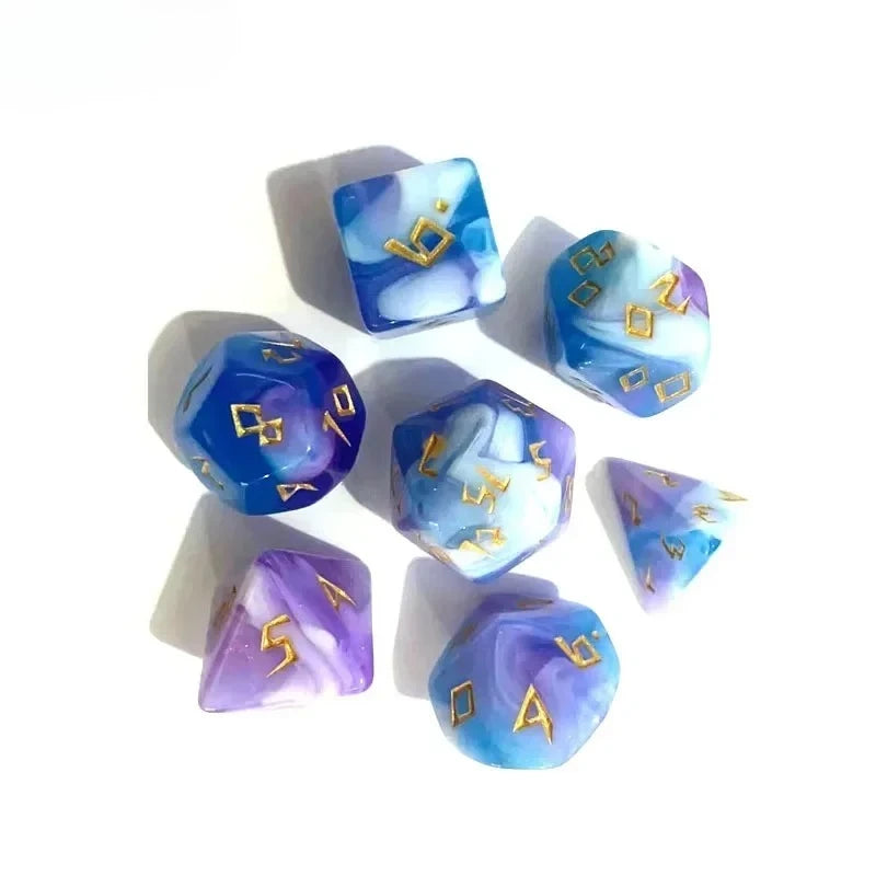 7pc Tri-Color Glitter Polyhedral Dice Set for DND RPG Board Games Cthulhu Tabletop Adventures Kill Time Entertainment Dice