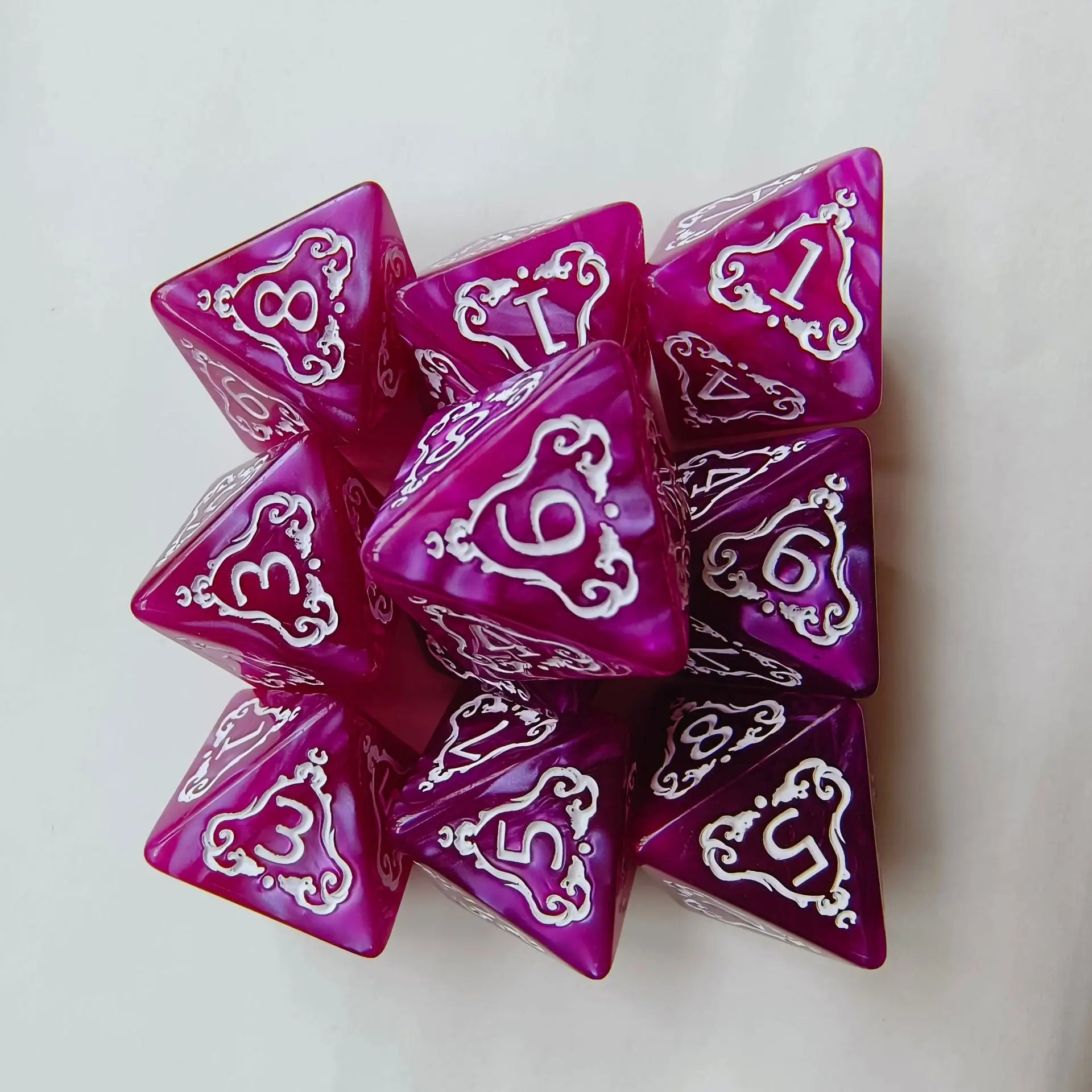 10pcs/set Fashion Dragon Pattern Number Dice Kit Red Green Blue Gold Silver D8/D4 RPG DND Board Game Entertainment DND Dice Set