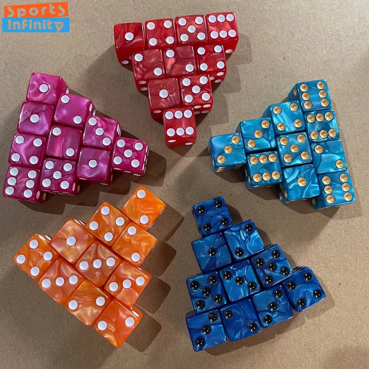 10pcs/set of 16MM Square Pearl Pattern Rpg Dice Cthulhu Dice D6 Point Dice Set Dnd Board Game Dices for Entertaniment