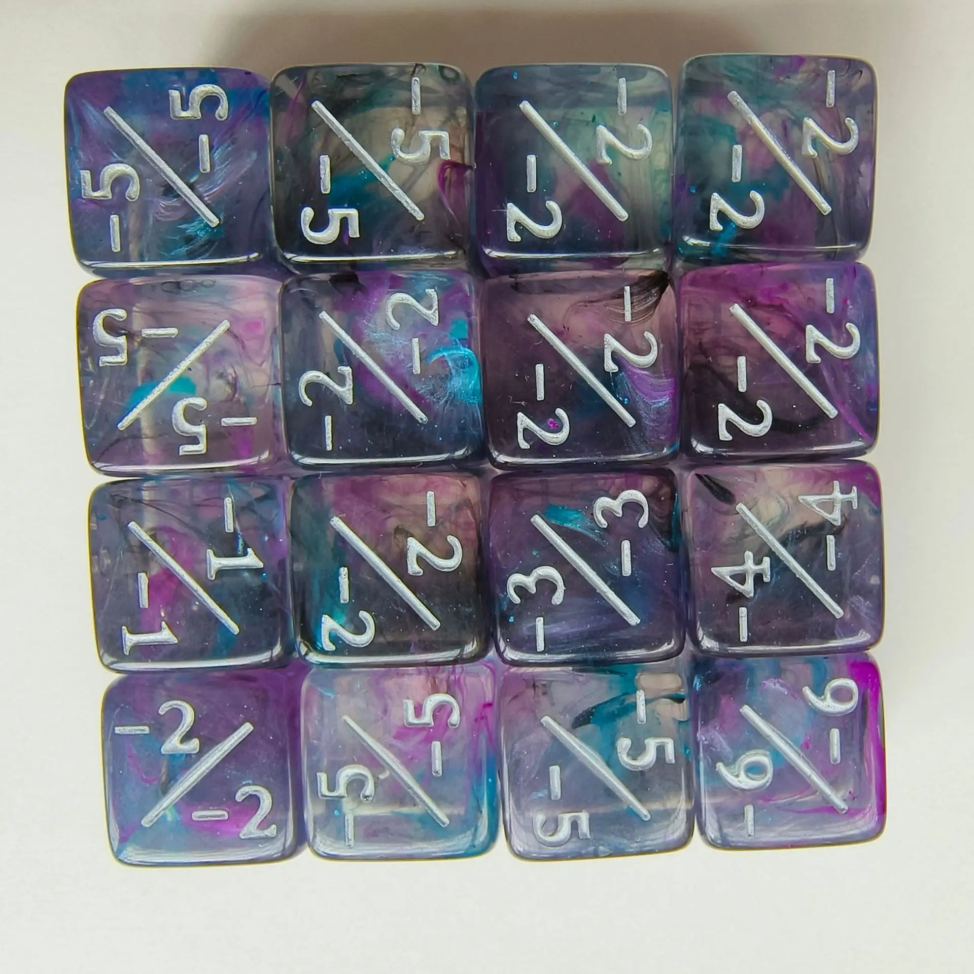 10pcs/set 16mm Three Color Addition Subtraction Positive Negative Symbol Dice Set Dnd D6 Digital Dice for Board Game Wanzhi Card