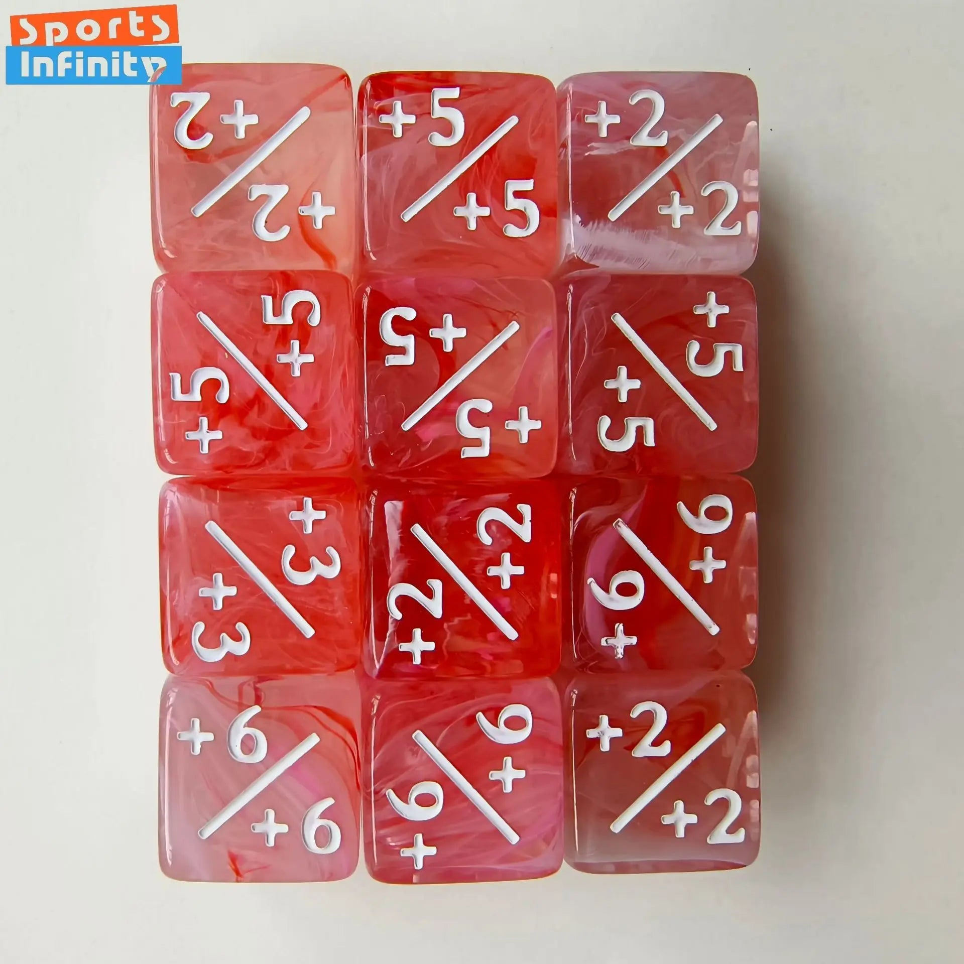10pcs/set 16mm Three Color Addition Subtraction Positive Negative Symbol Dice Set Dnd D6 Digital Dice for Board Game Wanzhi Card
