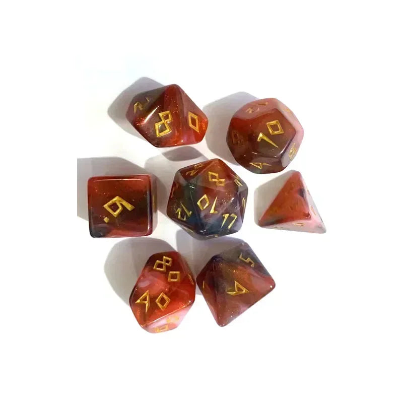 7pc Tri-Color Glitter Polyhedral Dice Set for DND RPG Board Games Cthulhu Tabletop Adventures Kill Time Entertainment Dice