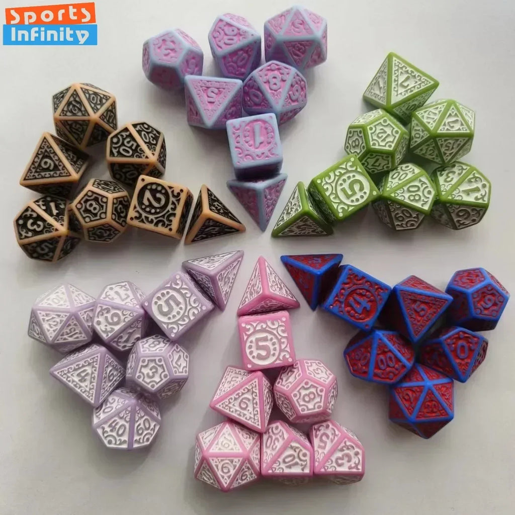 7pcs/set Hollow Acrylic Number Dice for DND Cthulhu COC RPG Board Game Running Team Entertainment Polyhedral Dice DND Dice Set