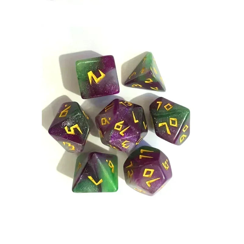 7pc Tri-Color Glitter Polyhedral Dice Set for DND RPG Board Games Cthulhu Tabletop Adventures Kill Time Entertainment Dice