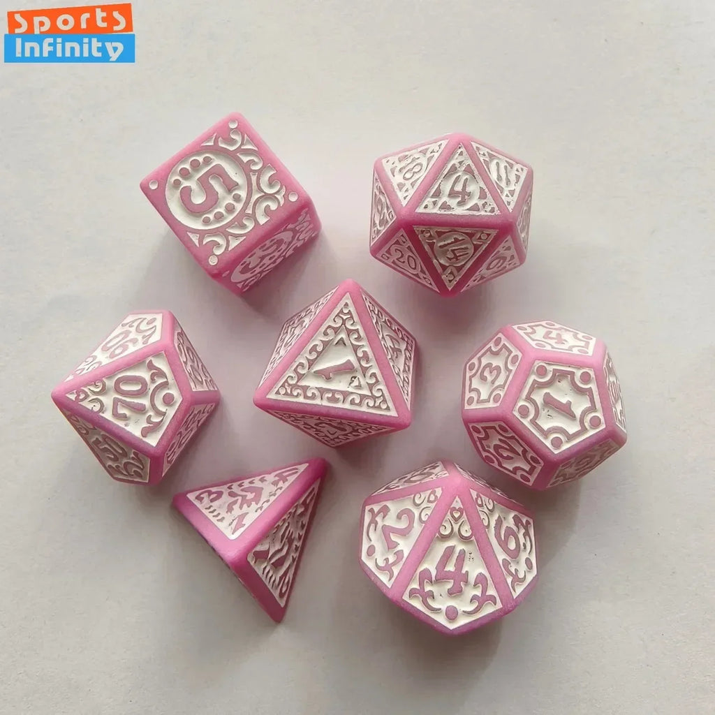7pcs/set Hollow Acrylic Number Dice for DND Cthulhu COC RPG Board Game Running Team Entertainment Polyhedral Dice DND Dice Set