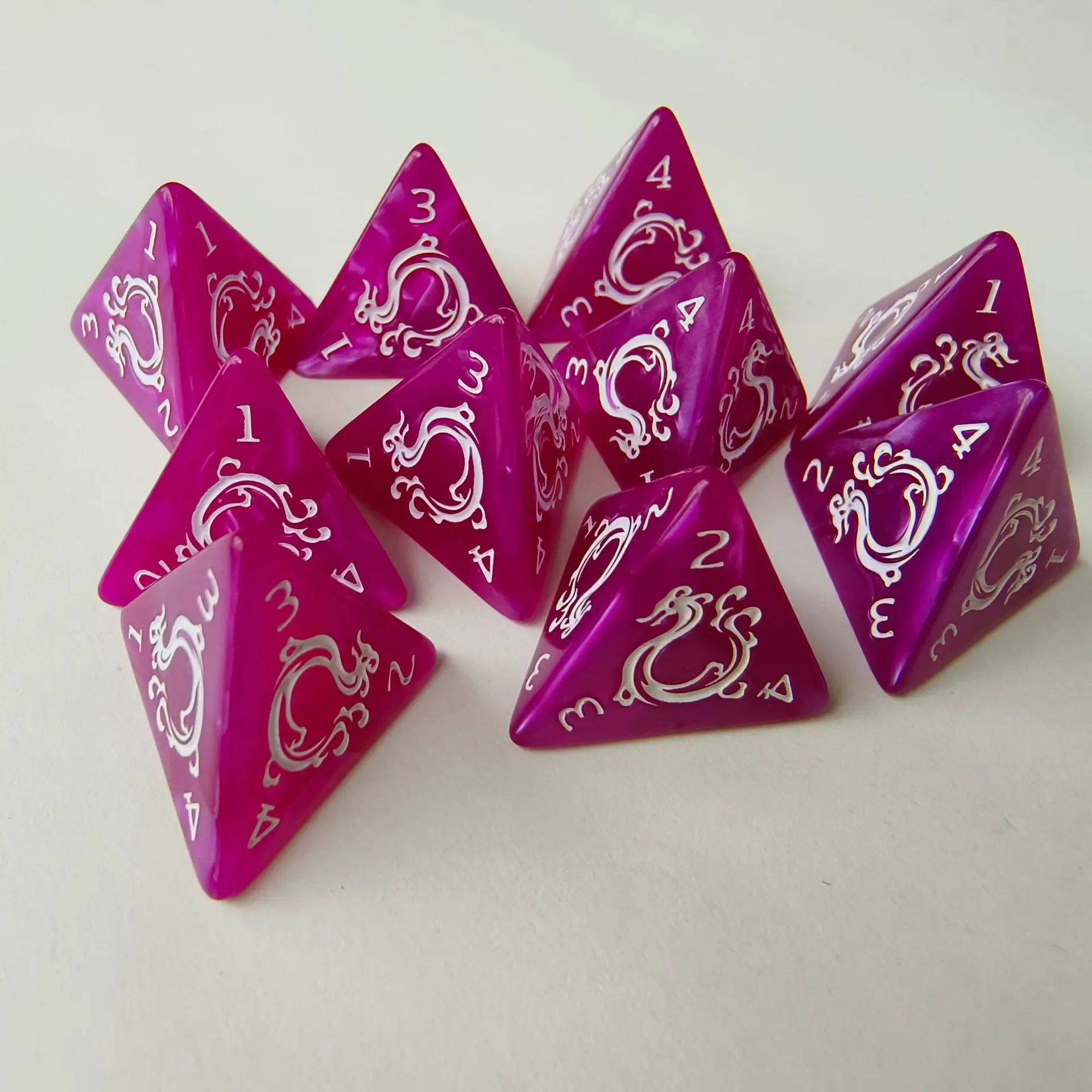 10pcs/set Fashion Dragon Pattern Number Dice Kit Red Green Blue Gold Silver D8/D4 RPG DND Board Game Entertainment DND Dice Set