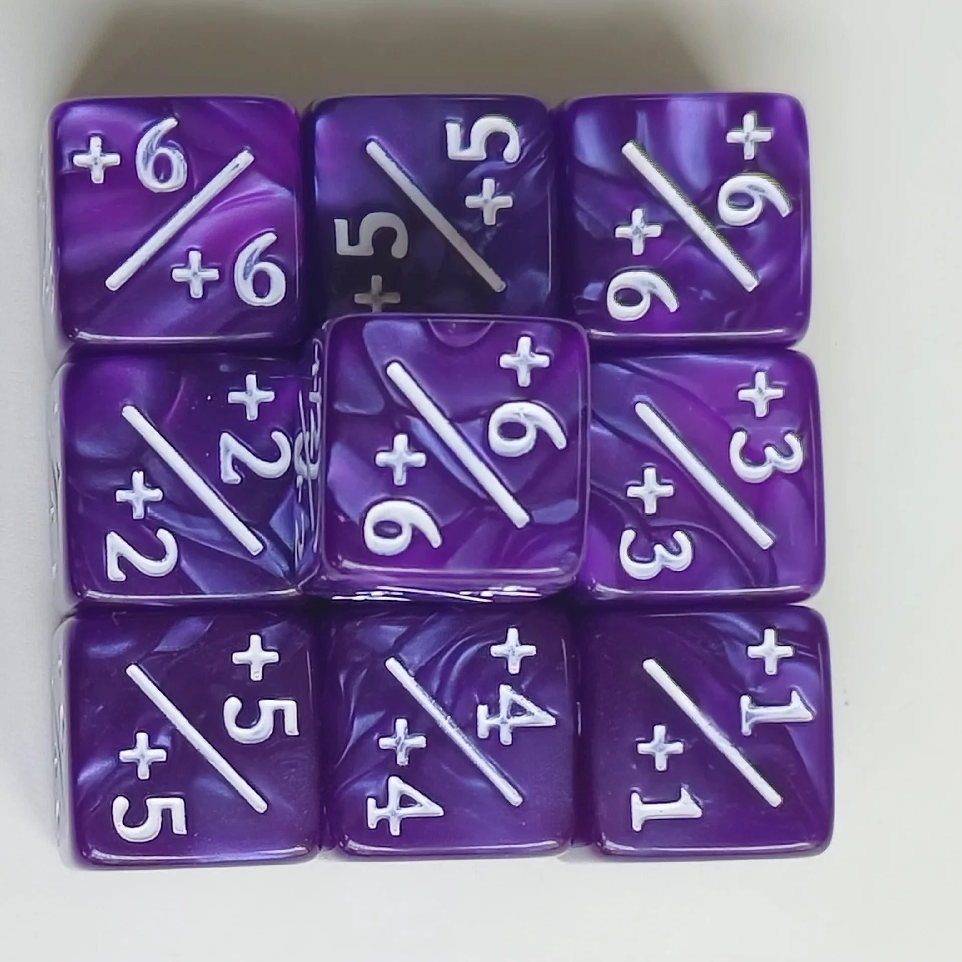 10pcs/set 16mm Three Color Addition Subtraction Positive Negative Symbol Dice Set Dnd D6 Digital Dice for Board Game Wanzhi Card