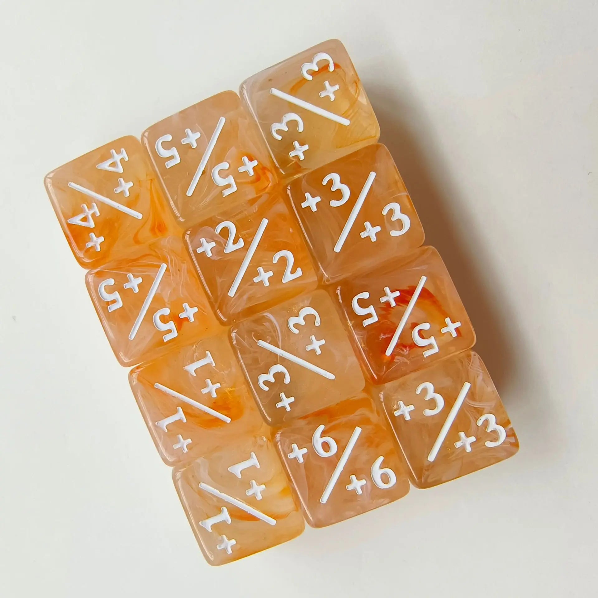 10pcs/set 16mm Three Color Addition Subtraction Positive Negative Symbol Dice Set Dnd D6 Digital Dice for Board Game Wanzhi Card