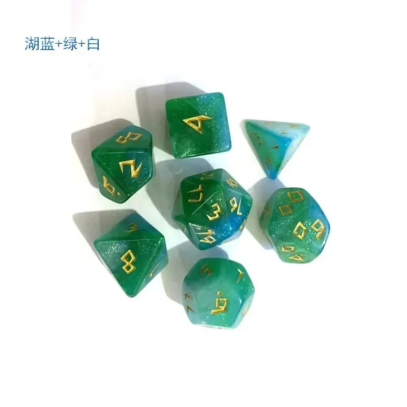 7pc Tri-Color Glitter Polyhedral Dice Set for DND RPG Board Games Cthulhu Tabletop Adventures Kill Time Entertainment Dice