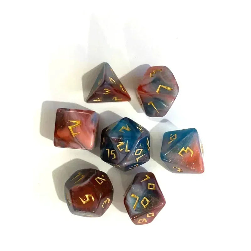 7pc Tri-Color Glitter Polyhedral Dice Set for DND RPG Board Games Cthulhu Tabletop Adventures Kill Time Entertainment Dice