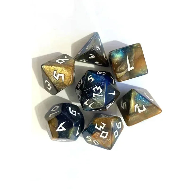 7pc Tri-Color Glitter Polyhedral Dice Set for DND RPG Board Games Cthulhu Tabletop Adventures Kill Time Entertainment Dice