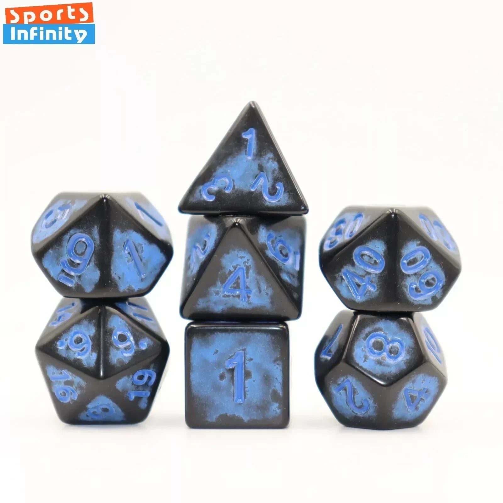 7Pcs 16mm Vintage Black Red Blue Green Yellow Grey Number Dice D20 D12 D10 D8 D6 D4 TRPG Board Game Polyhedral Dice DND Dice Set