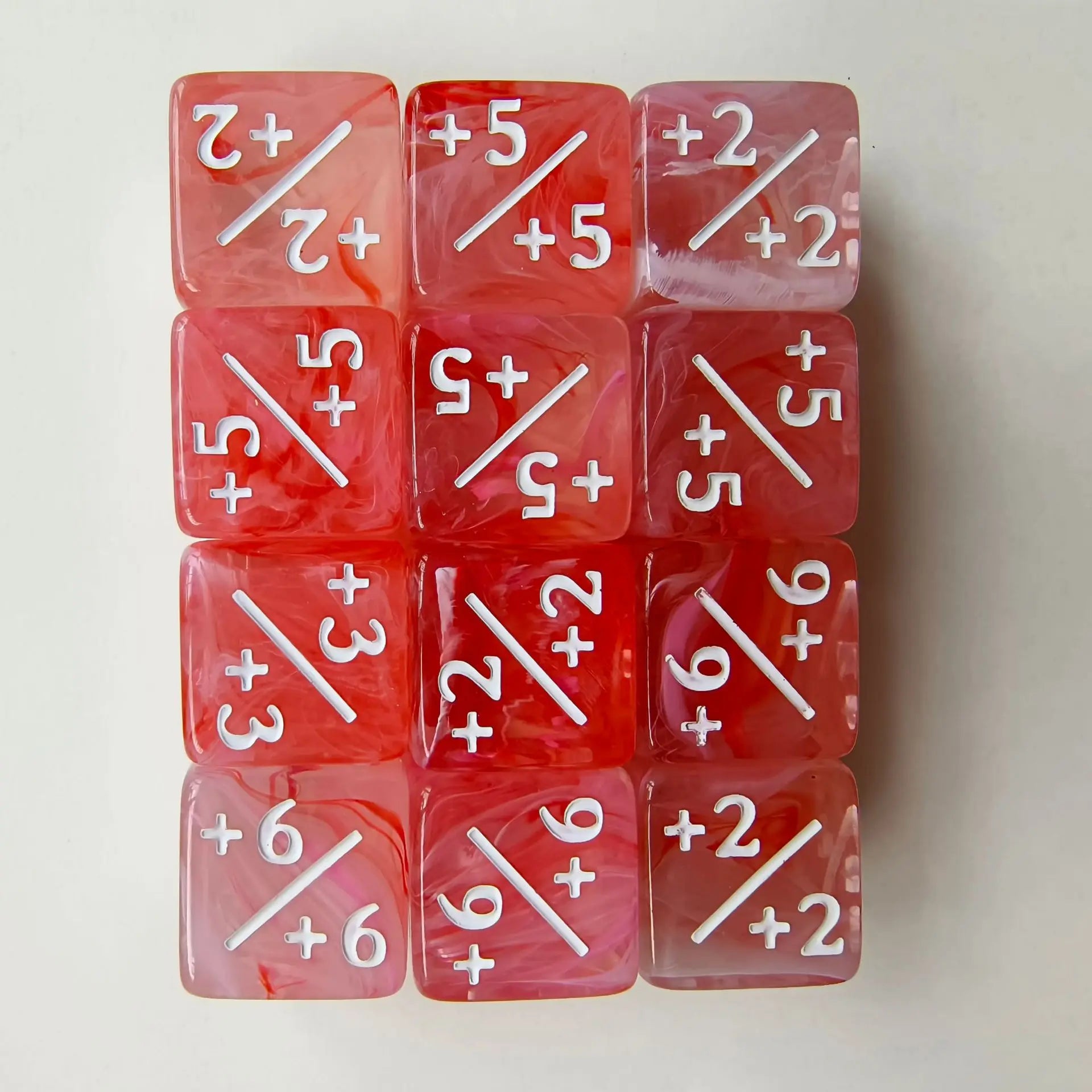 10pcs/set 16mm Three Color Addition Subtraction Positive Negative Symbol Dice Set Dnd D6 Digital Dice for Board Game Wanzhi Card