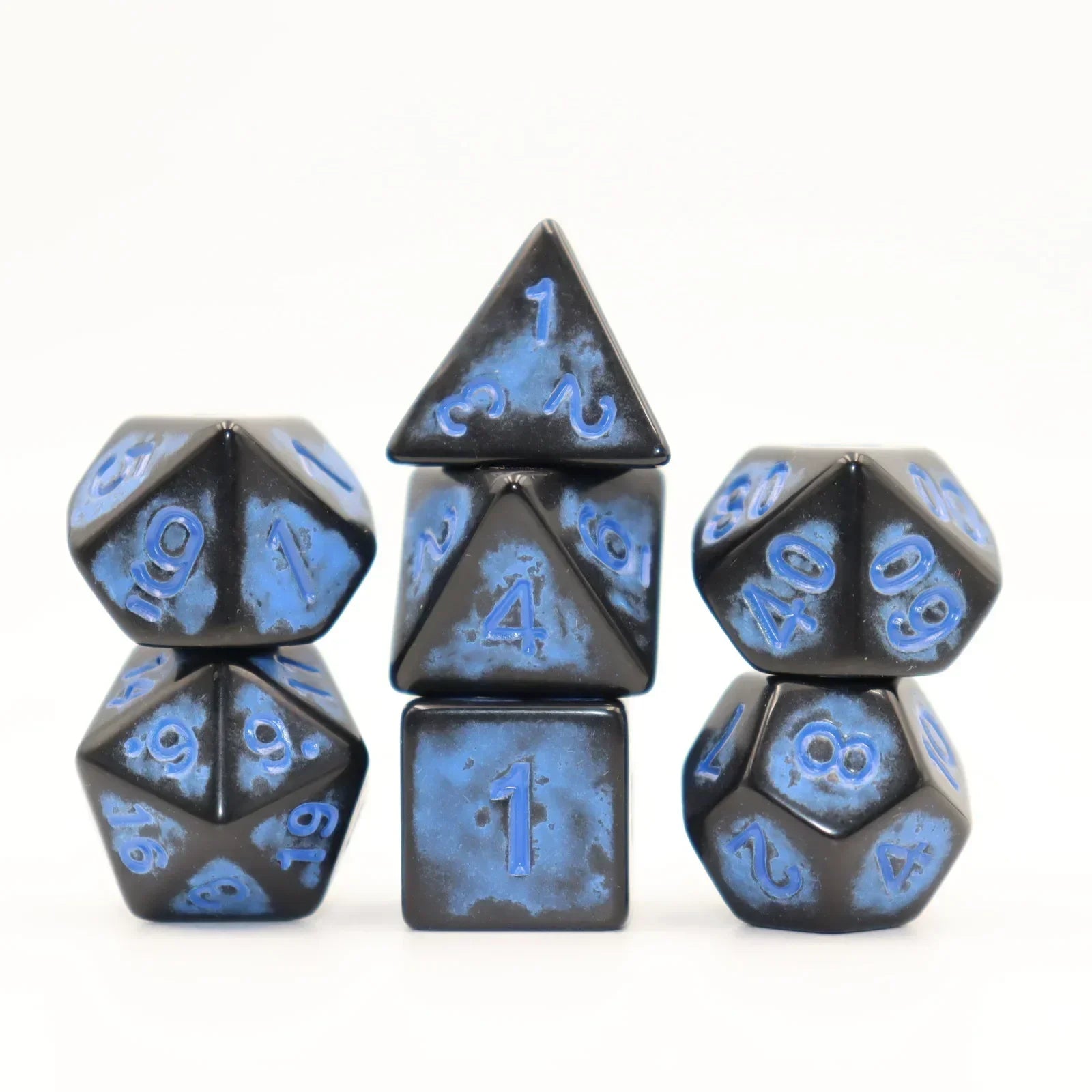 7Pcs 16mm Vintage Black Red Blue Green Yellow Grey Number Dice D20 D12 D10 D8 D6 D4 TRPG Board Game Polyhedral Dice DND Dice Set