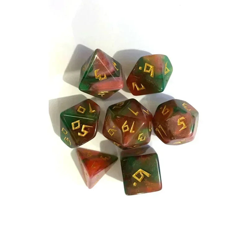 7pc Tri-Color Glitter Polyhedral Dice Set for DND RPG Board Games Cthulhu Tabletop Adventures Kill Time Entertainment Dice