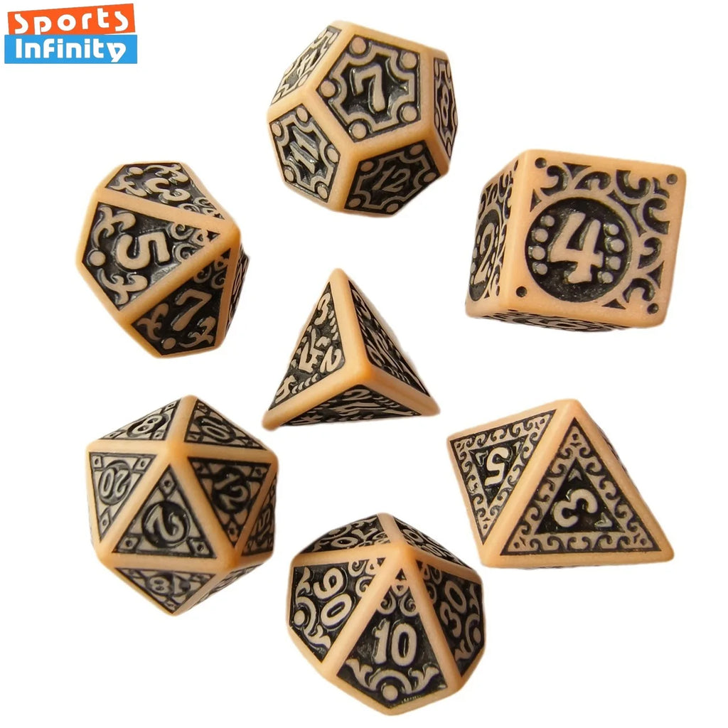 7pcs/set Hollow Acrylic Number Dice for DND Cthulhu COC RPG Board Game Running Team Entertainment Polyhedral Dice DND Dice Set
