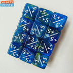 10pcs/set 16mm Three Color Addition Subtraction Positive Negative Symbol Dice Set Dnd D6 Digital Dice for Board Game Wanzhi Card