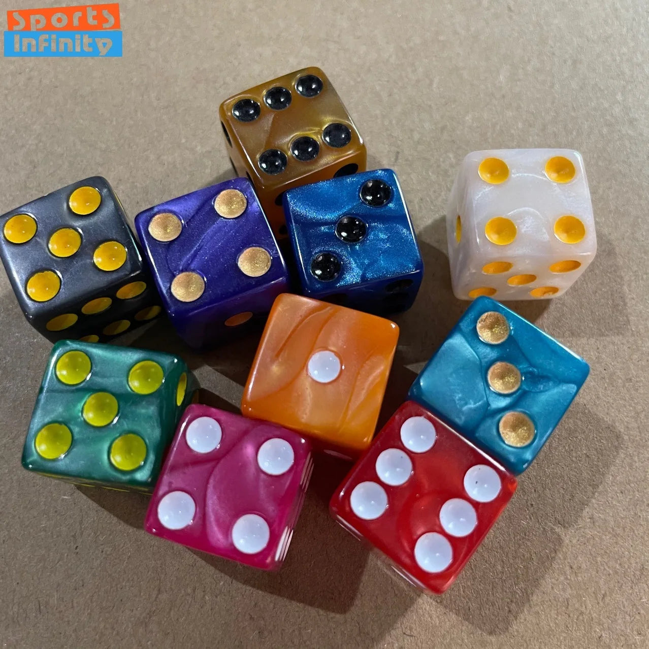 10pcs/set of 16MM Square Pearl Pattern Rpg Dice Cthulhu Dice D6 Point Dice Set Dnd Board Game Dices for Entertaniment