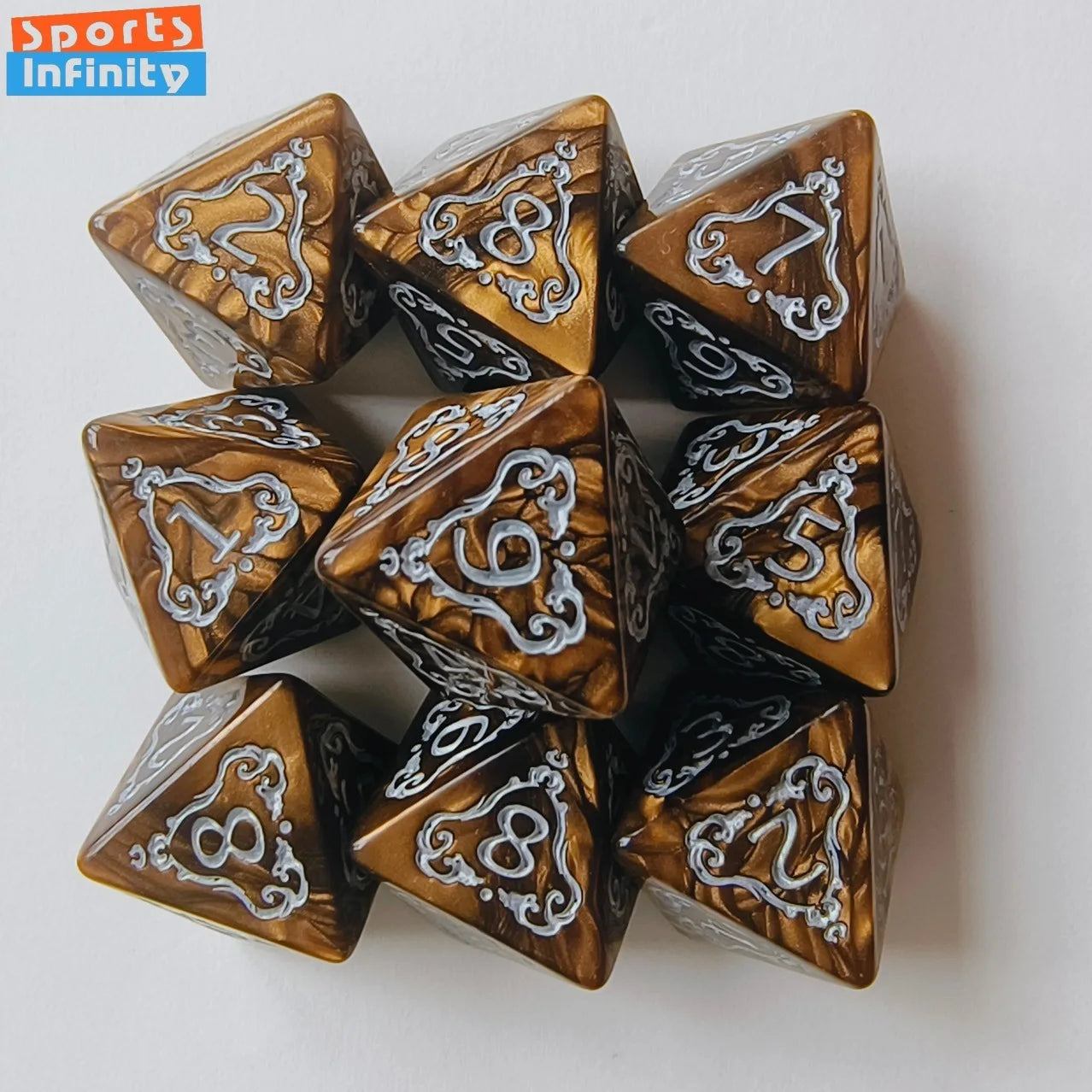 10pcs/set Fashion Dragon Pattern Number Dice Kit Red Green Blue Gold Silver D8/D4 RPG DND Board Game Entertainment DND Dice Set