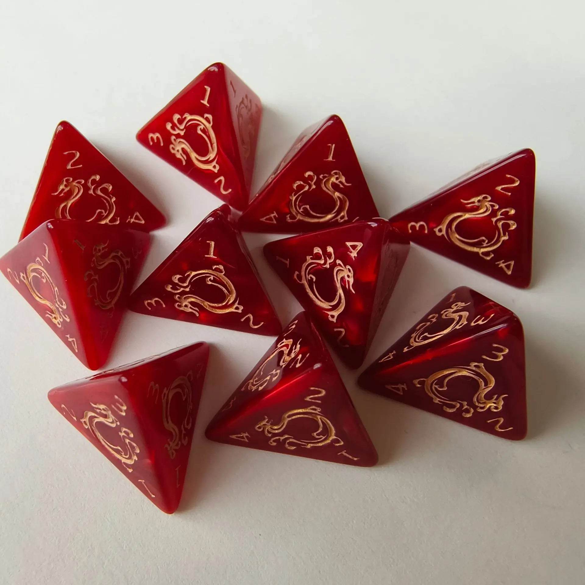 10pcs/set Fashion Dragon Pattern Number Dice Kit Red Green Blue Gold Silver D8/D4 RPG DND Board Game Entertainment DND Dice Set