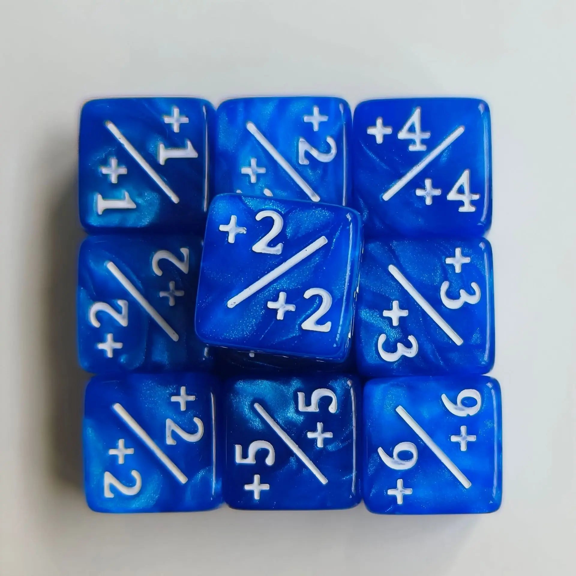 10pcs/set 16mm Three Color Addition Subtraction Positive Negative Symbol Dice Set Dnd D6 Digital Dice for Board Game Wanzhi Card