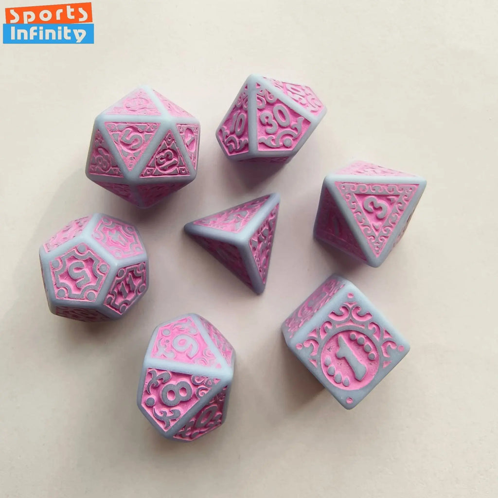 7pcs/set Hollow Acrylic Number Dice for DND Cthulhu COC RPG Board Game Running Team Entertainment Polyhedral Dice DND Dice Set