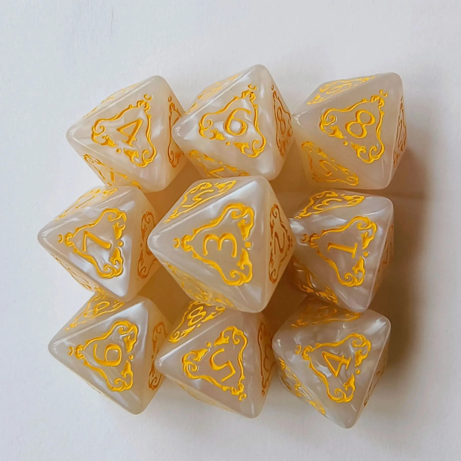 10pcs/set Fashion Dragon Pattern Number Dice Kit Red Green Blue Gold Silver D8/D4 RPG DND Board Game Entertainment DND Dice Set